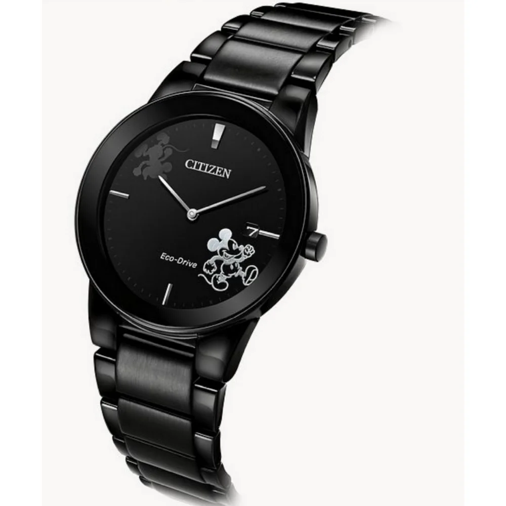 CITIZEN Disney Mickey Mouse Eco Drive Black Mens Watch - Picture 2 of 6